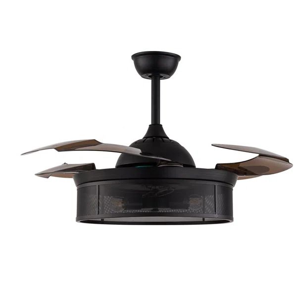 Deniel 4 - Blade Retractable Blades Ceiling Fan with Remote Control and Light Kit Included | Wayfair North America