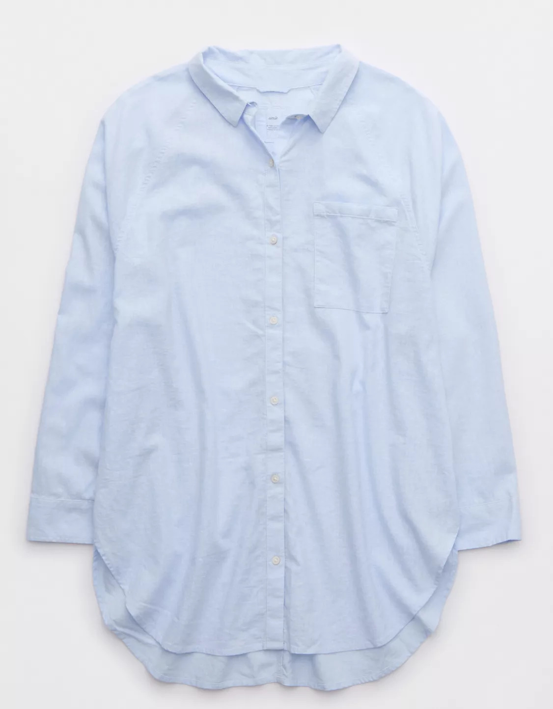 Aerie Pool-To-Party Linen Blend Cover Up Shirt | Aerie