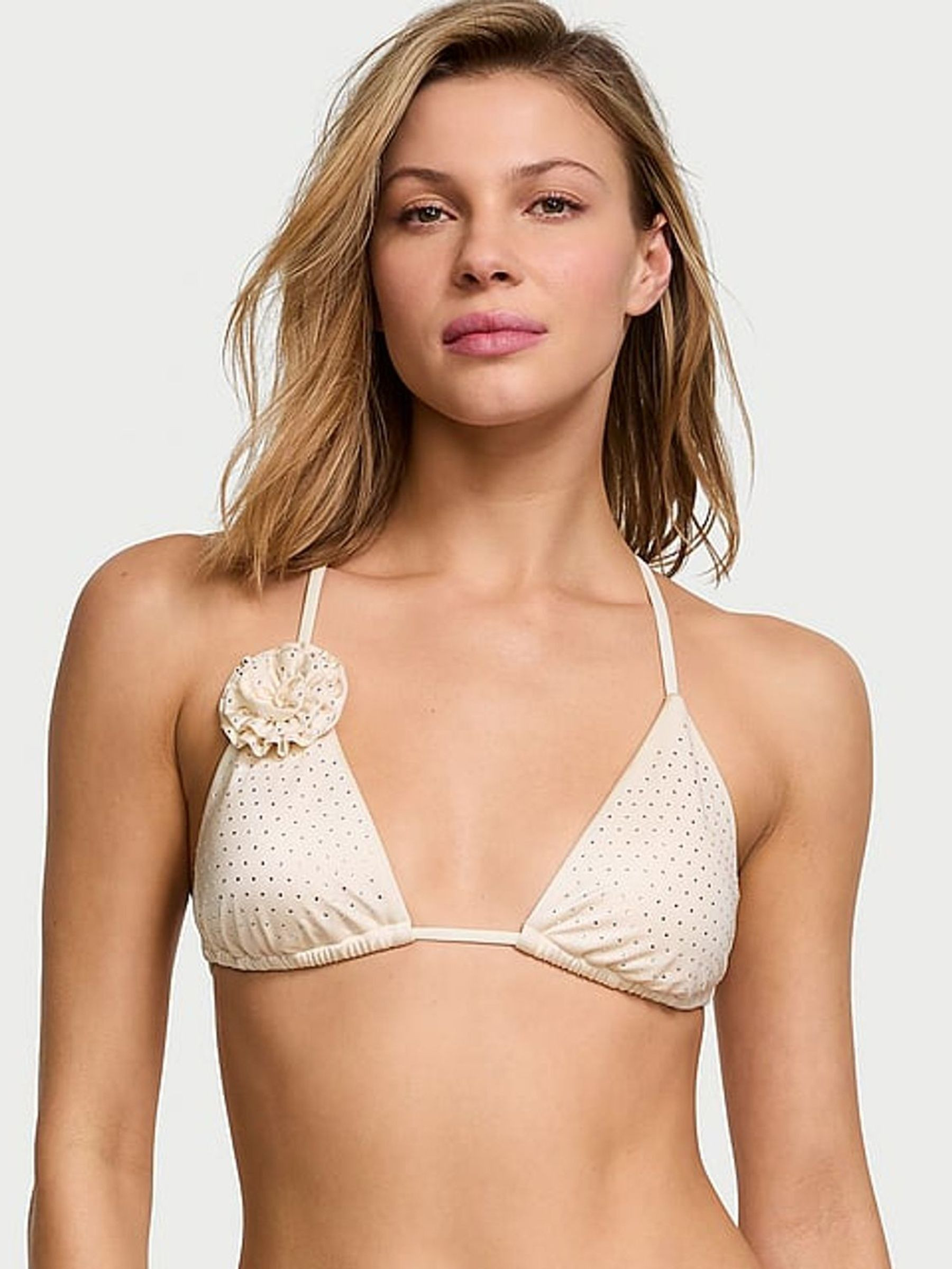Candlelight White Diamante Triangle Rosette Bikini Top | Victoria's Secret UK | Victoria's Secret UK