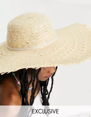 South Beach frayed edge hat in natural straw | ASOS (Global)
