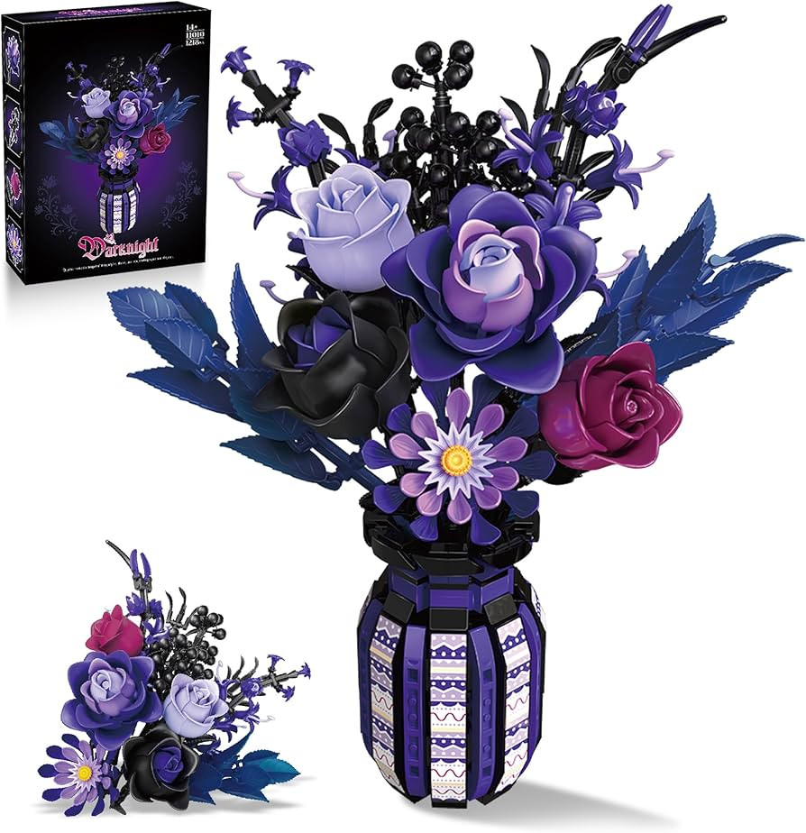 Flowers Bouquet Building Set Roses Purple Compatible with Lego Botanical Collection Gothic for Wo... | Amazon (US)