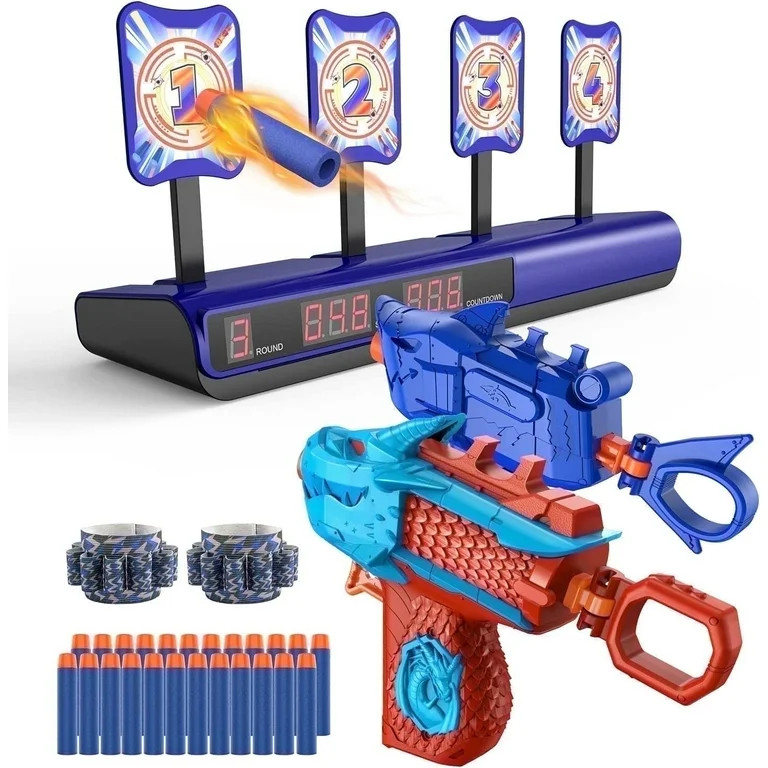 ABSOKE Electronic Shooting Target with 2 Foam Blaster Toy,Outdoor Tony Gun Gift for Kids Boys Gir... | Walmart (US)