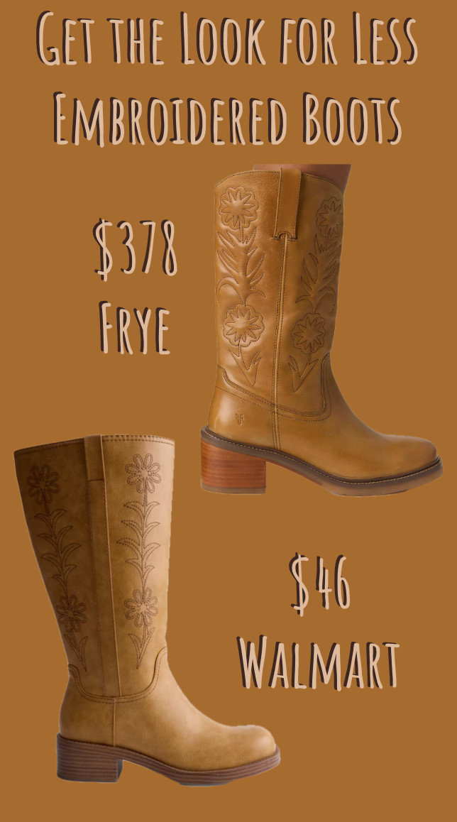 GET THE LOOK FOR LESS: embroidered boots
.....................
wide calf boots under $50 fall boots fall shoes walmart boots walmart shoes brown boots black boots fall trends fall otufit floral boots flower boots frye dupe walmart dupe free people dupe free people style walmart fashion free people lookalike walmart dupes free people dupes knee high boots tall boots flat boots comfortable boots  

 #LTKootd #LTKPlusSize #LTKWorkwear