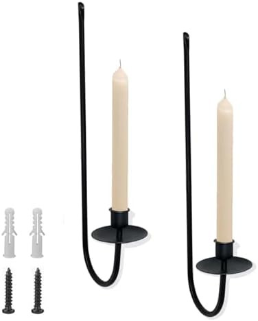 Wall Candle Holder Set of 2, Modern Candle Sconces Wall Mount Metal Holders Hanging Candle Pillar... | Amazon (US)