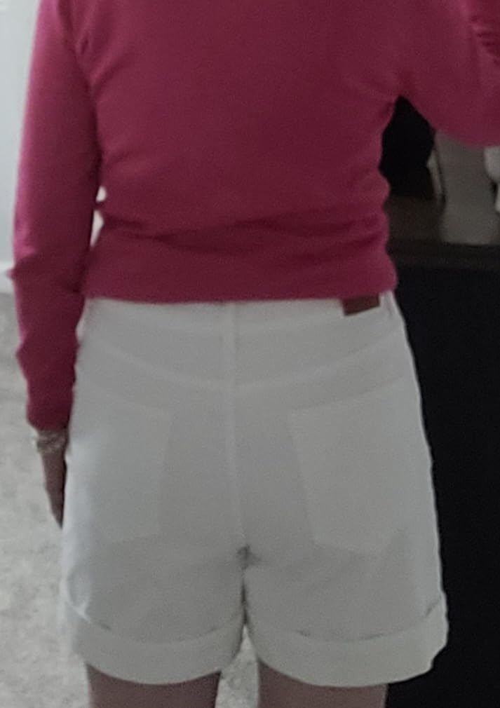 luvamia Jean Shorts for Women Trendy High Waisted Mid Thigh Fold Hem Cutoff Casual Summer Stretch... | Amazon (US)