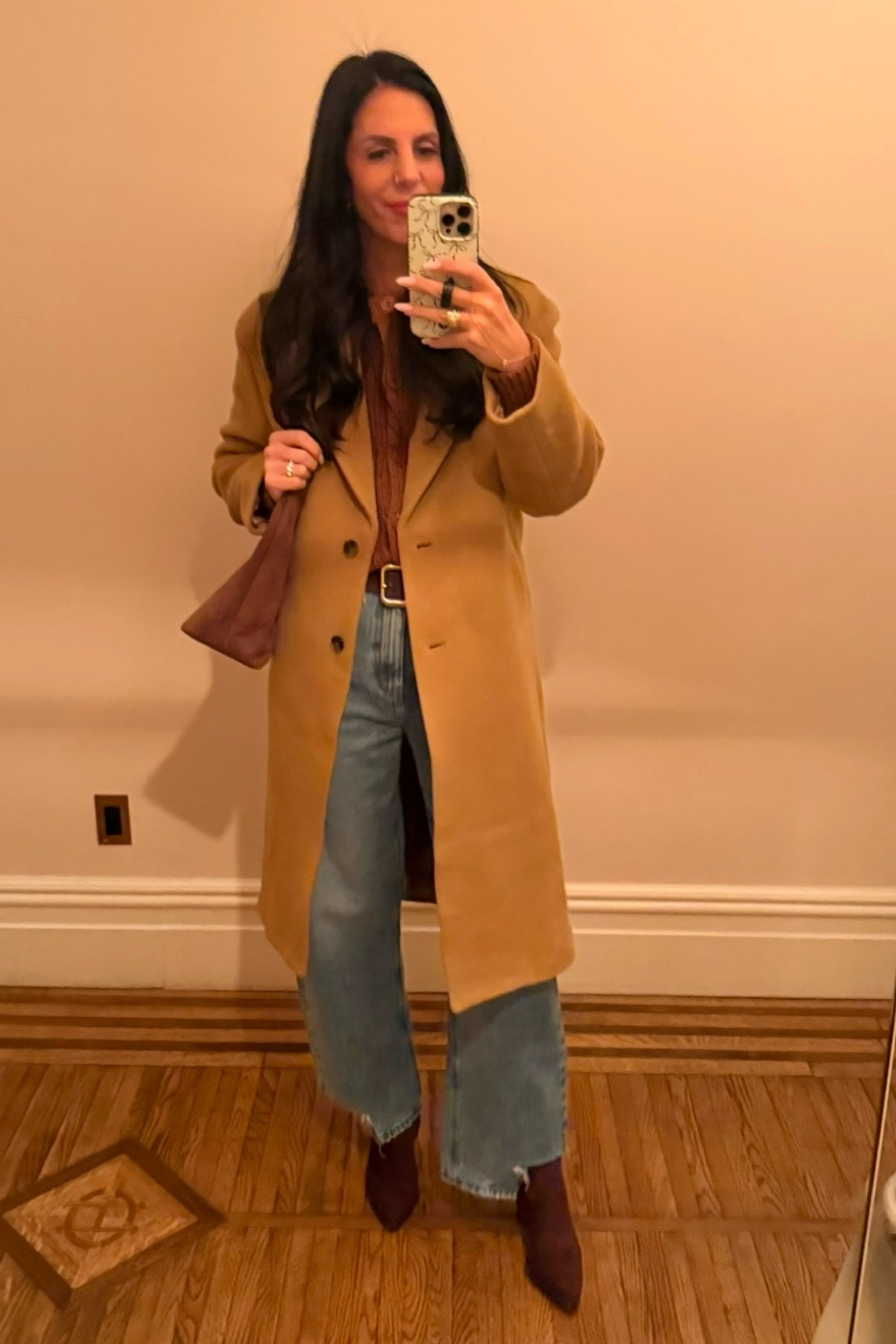 NYFW look for a show and a casual dinner out 
Aritzia coat- small 
Suede tote 
Jeans- size 26 

#LTKU #LTKFindsUnder50 #LTKNYFW