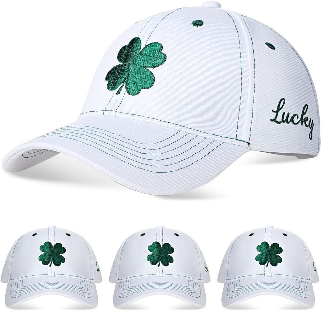 4 Pcs St. Patrick's Day Baseball Hat Shamrock Baseball Cap Irish Hat Clover Embroidered Hat Irish... | Amazon (US)