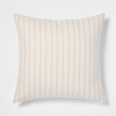 Oversized Cotton Striped Square Throw Pillow Neutral/Cream - Threshold&#8482; | Target