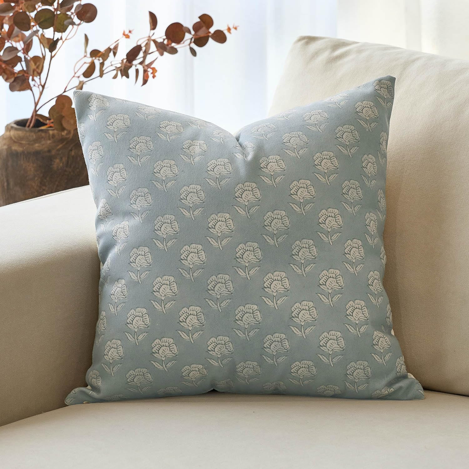 DOMVITUS Floral Pillow Covers 20x20 Throw Pillow Covers Decorative Block Floral Print Vintage Pil... | Amazon (US)