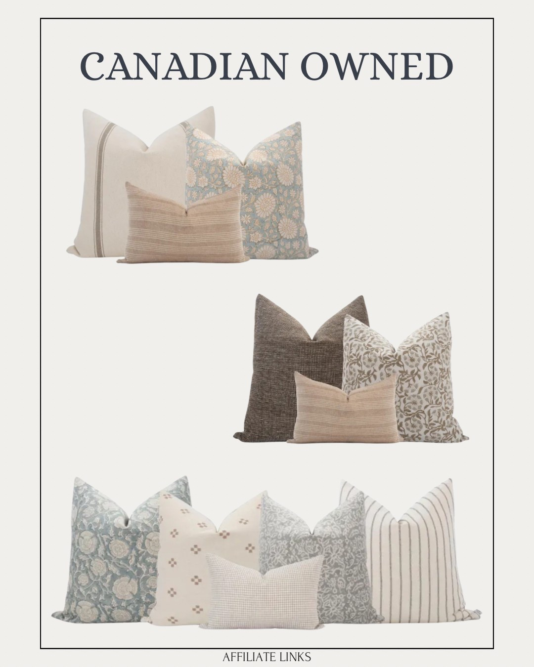 This Canadian company has the cutest pillows. Check them out. Lots of styles and options.  

#ltkhome #ltksalealert #throwpillows #pillowsets #pillowcombos #pillowcovers #canadianowned #canadianshop #canadianbusiness

#LTKcanada #LTKsale #LTKcasa