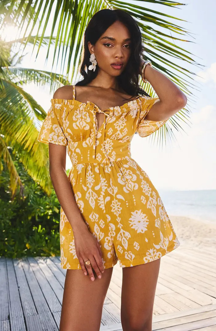 Mustard Cold Shoulder Romper | Nordstrom