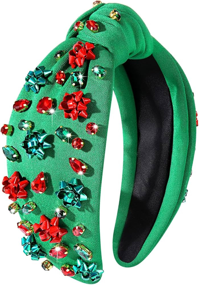 Christmas Headband for Women Christmas Accessories Xmas Bow Reindeer Snowflake Headband Red Green... | Amazon (US)