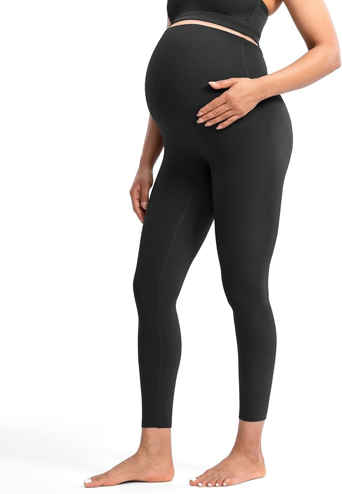 POSHDIVAH Women's Creamluxe Maternity Leggings 25"/28" Over The Belly Pregnancy Yoga Pants Active... | Amazon (US)