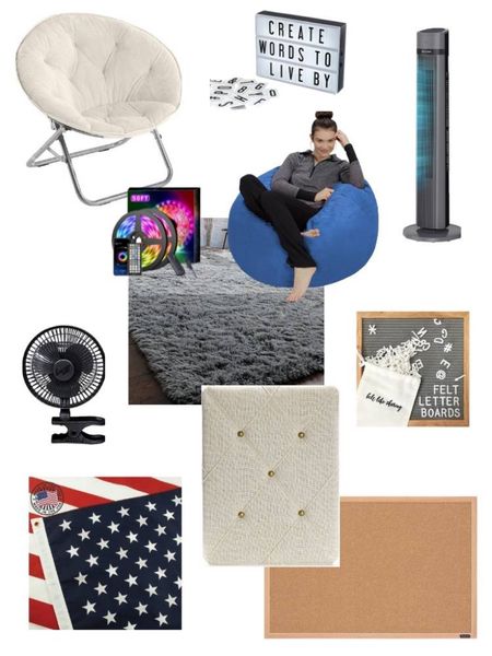 Decorate your students dorm room on a budget with these must have items to make it feel more like home, including an area rug, bulletin boards to hang family, photos, comfy beanbag chairs for lounging and studying, and fans to keep cool!

#LTKhome #LTKfindsunder50 #LTKstyletip