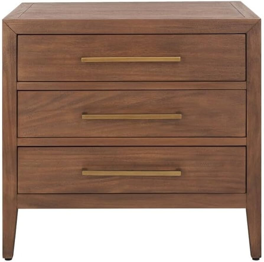 SAFAVIEH Couture Home Collection Ariella Brown 3-Drawer Wood Nightstand Table (Fully Assembled) | Amazon (US)