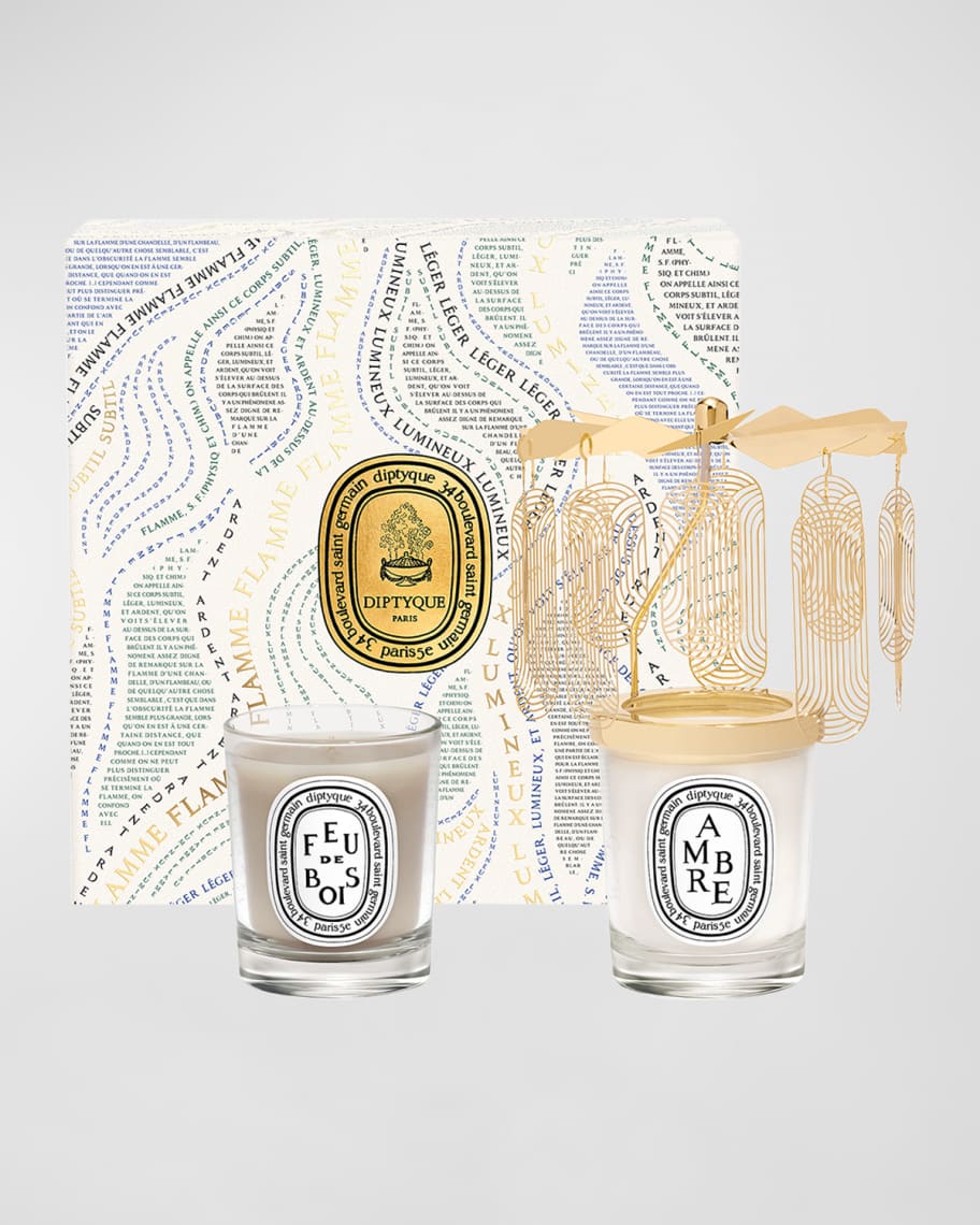 DIPTYQUE Ambre (Amber) & Feu de Bois (Firewood) Scented Candle Carousel Gift Set - Limited Editio... | Neiman Marcus