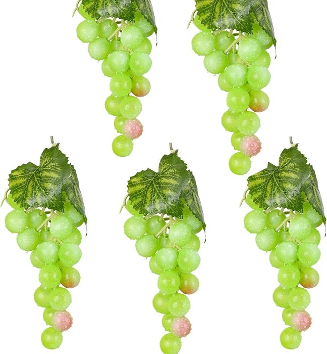 5bunches Green Rubber Grapes Artificial Grape Fake Grapes Lifelike Artificial Fruits for Party Pu... | Amazon (US)