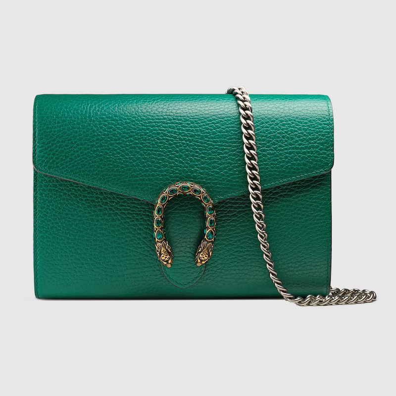 GUCCI Dionysus Wallet On Chain, Green, Leather | Gucci (US)