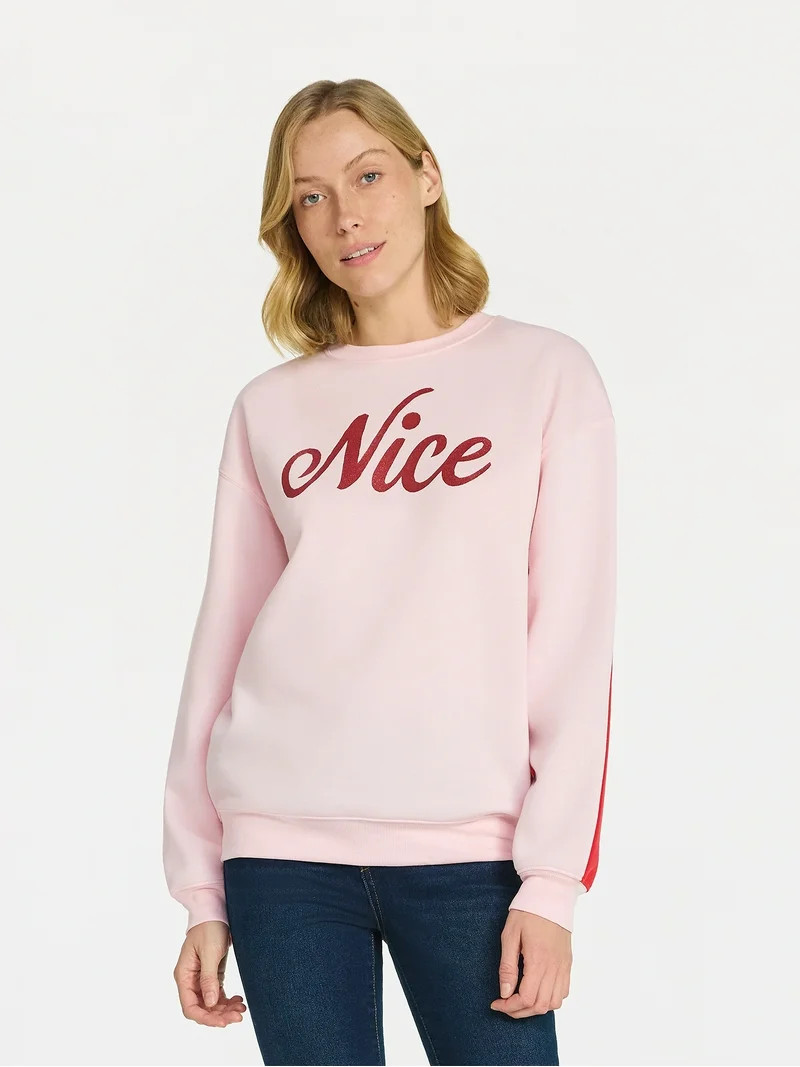 Christmas Women's Naughty and Nice Graphic Fleece Sweatshirt, Sizes XXS-XXL | Walmart (US)