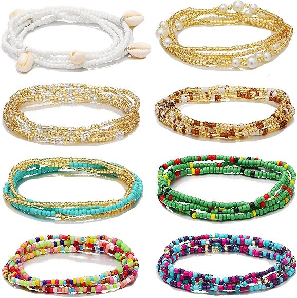 RLMOON 24-50Inch Waist Beads for Women African Waist Beads Plus Size Layered Belly Bead Body Chai... | Amazon (US)