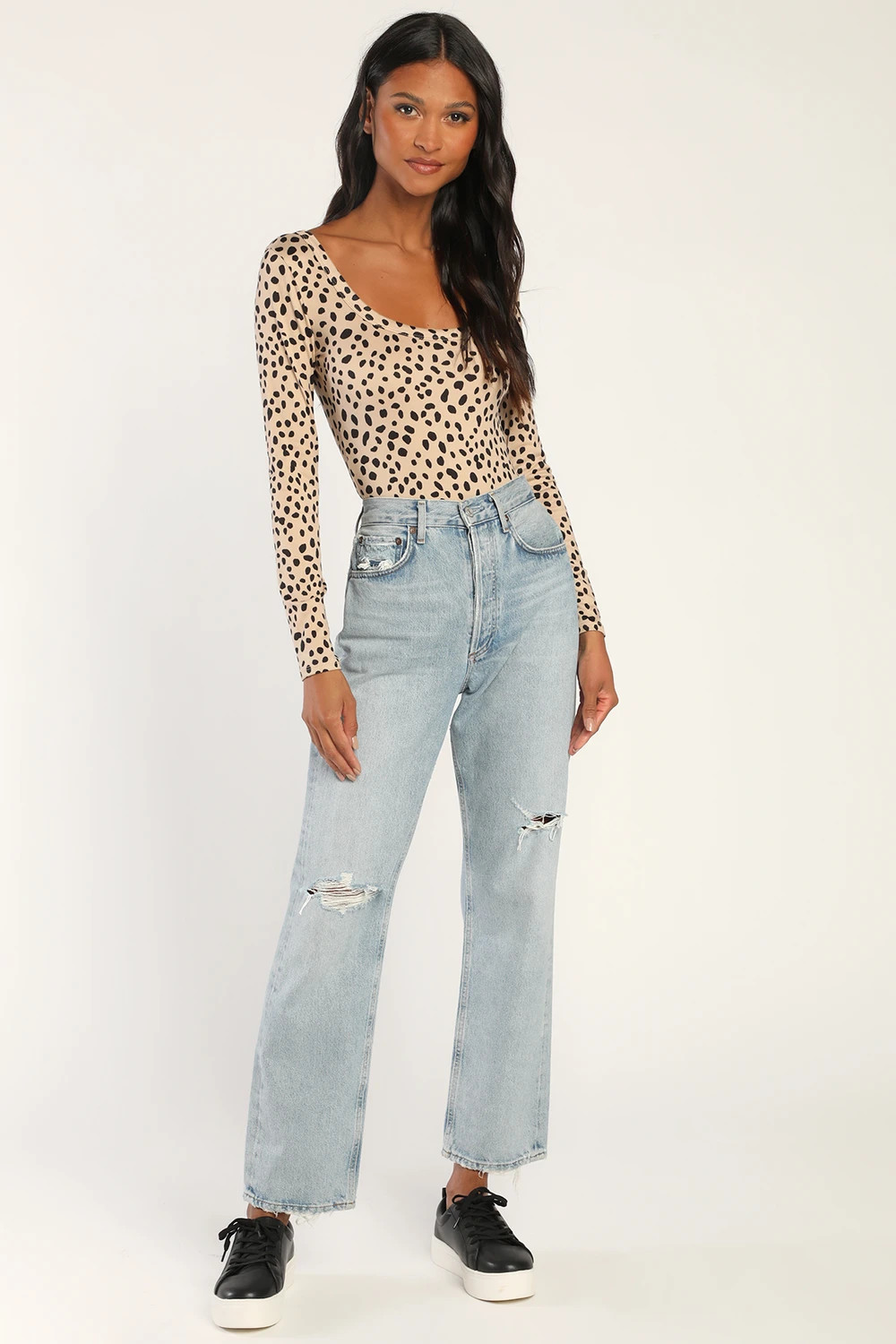 Basically Wild Tan Animal Print Long Sleeve Bodysuit | Lulus (US)