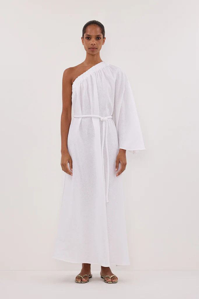 SALLY WHITE LINEN MIDI DRESS | DISSH