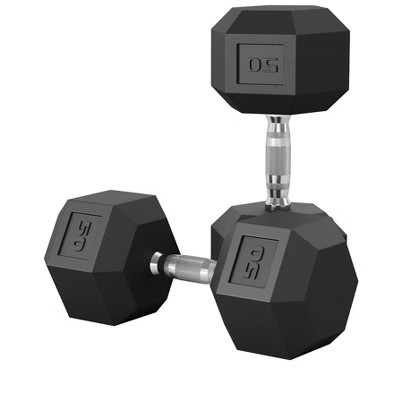 Coucheta Hex Dumbbells Rubber Coated Cast Iron Hex Black Dumbbell Free Weights for Exercises | Target