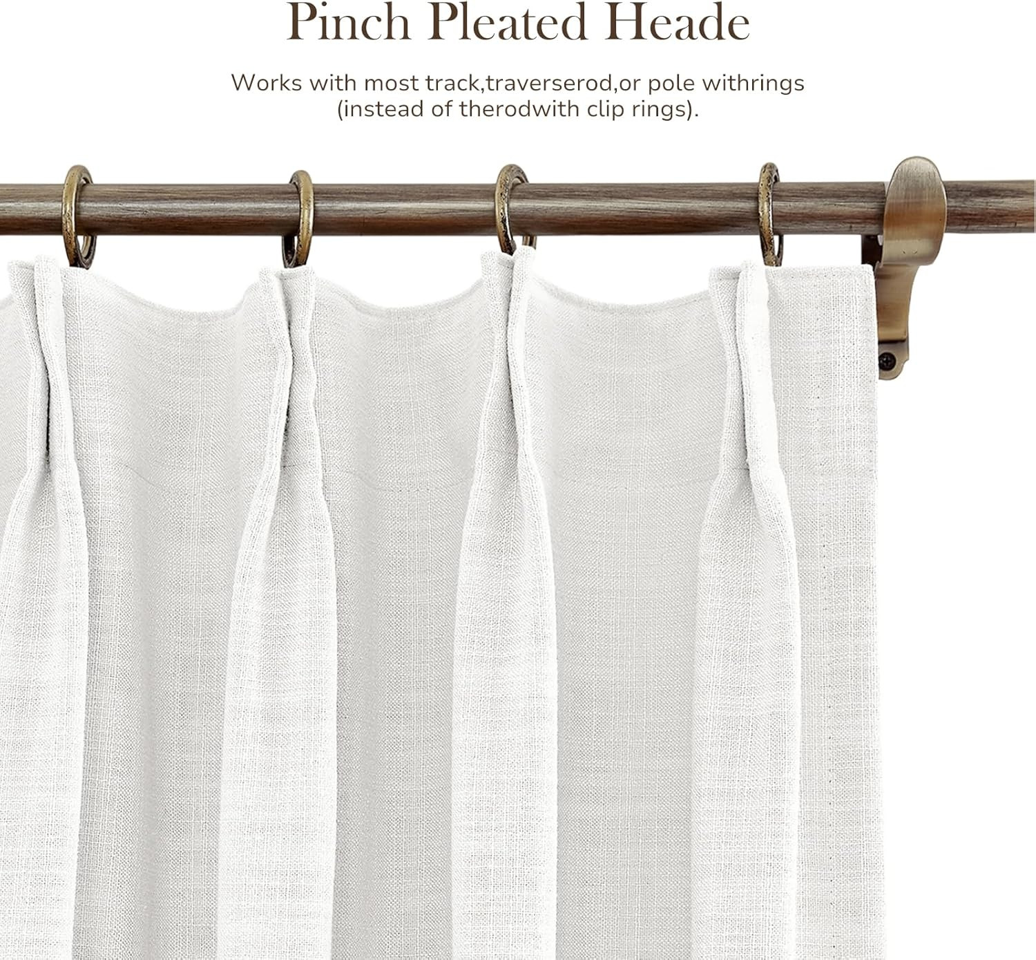TWOPAGES 52 W x 108 L inch Pinch Pleat Darkening Drape Faux Linen Curtain with Blackout Lining Dr... | Amazon (US)