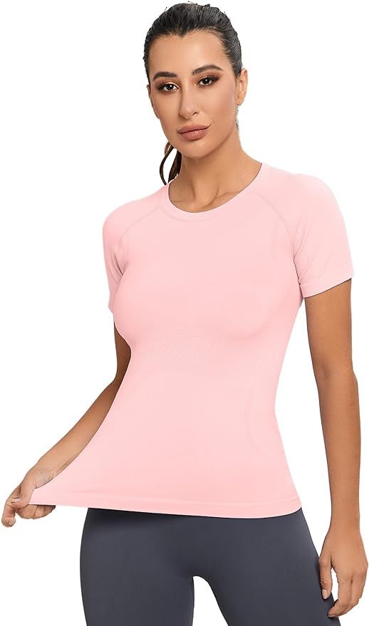 MathCat Workout Shirts for Women, Workout Tops for Women, Yoga Short Sleeve Shirts Soft Seamless ... | Amazon (US)