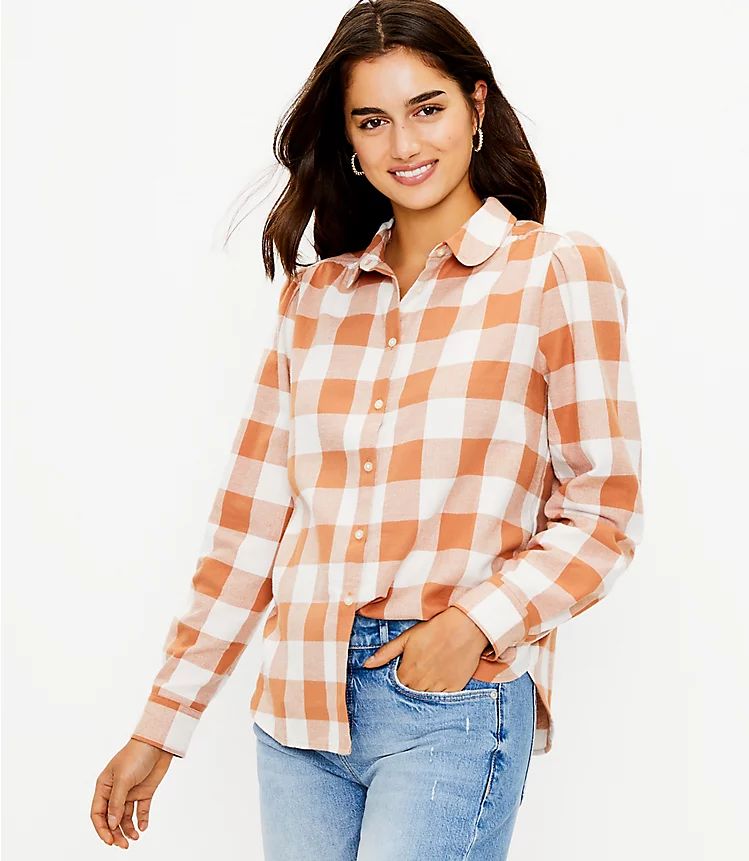 Plaid Round Collar Shirt | LOFT