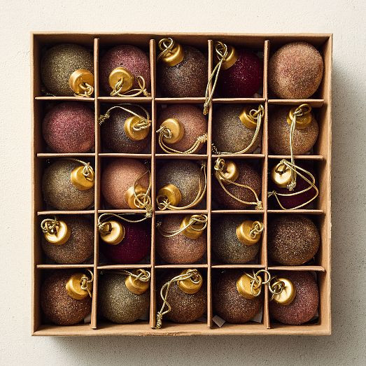 Small Flocked Ball Ornaments (Set of 25) - Warm Tones | West Elm (US)