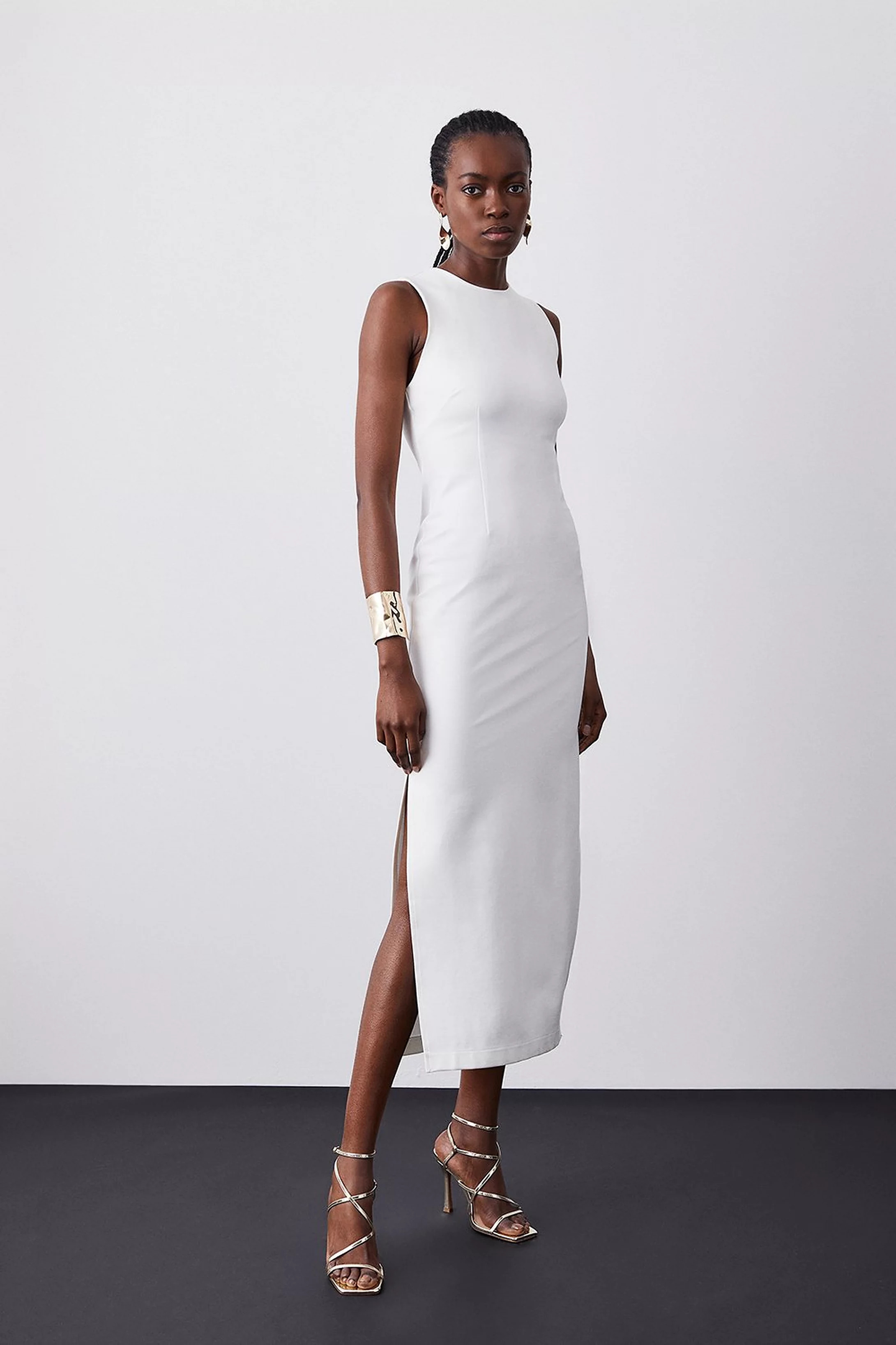 Ponte Crew Neck Midaxi Dress | Karen Millen UK + IE + DE + NL