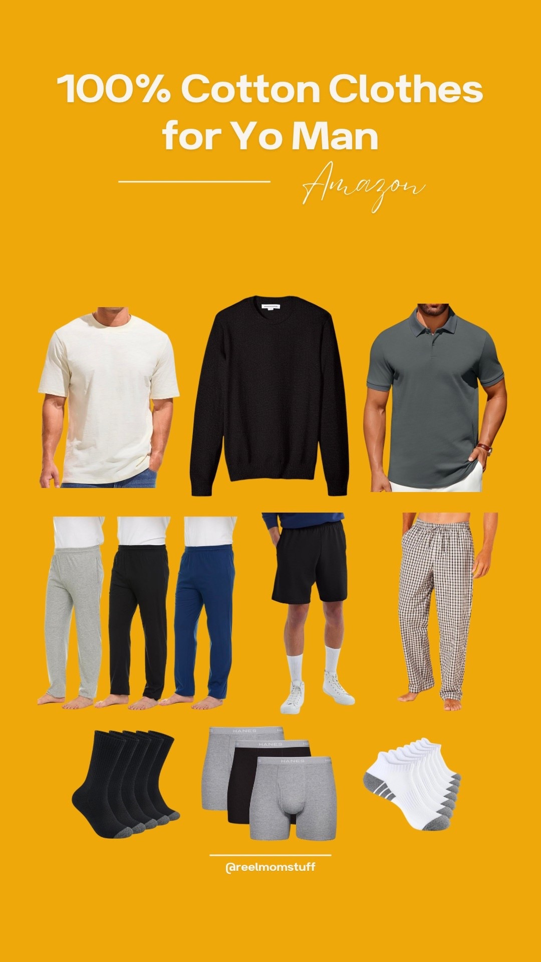 100% cotton clothes for your man! 