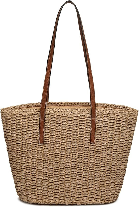 Women's Shoulder Handbags Beach Chic Tote Purse Leisure Vacation Hobo Bag with Zipper Closure | Amazon (US)