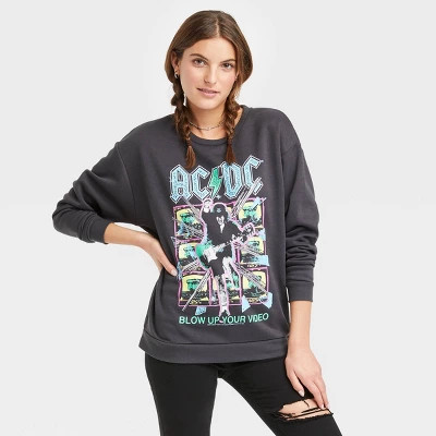 Women's AC/DC Blow Up Your Video Graphic Sweatshirt - Black | Target