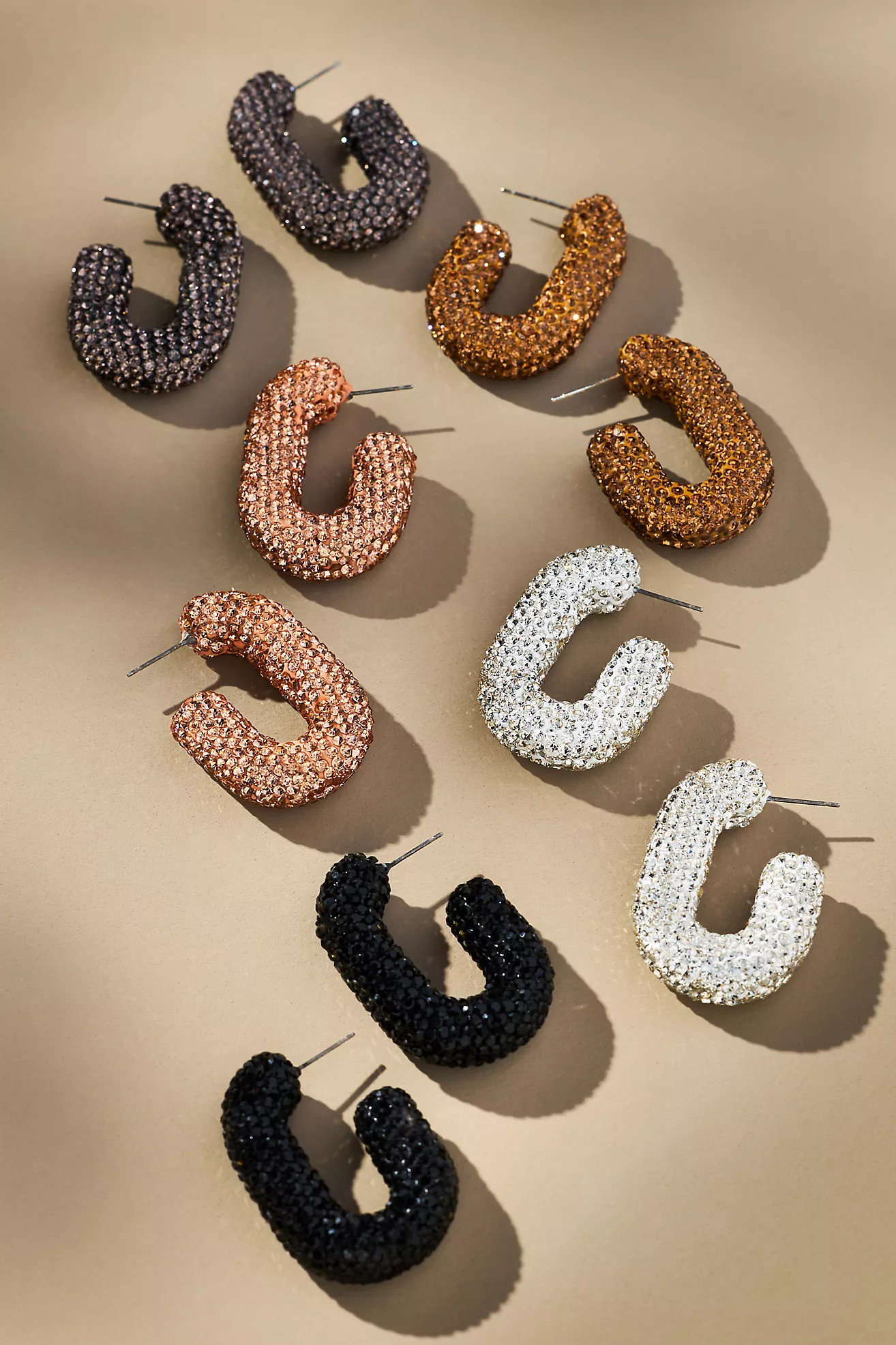 Oblong Pavé Hoop Earrings | Anthropologie (US)
