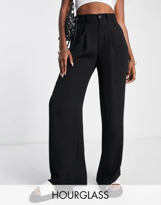 ASOS DESIGN Hourglass drapey dad trousers in black | ASOS (Global)