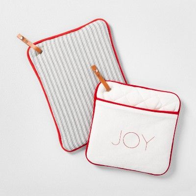 2pk Potholders Joy & Stripes - Hearth & Hand™ with Magnolia | Target