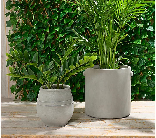 Set of 2 10" and 14" Fiberclay Planters by Lauren McBride | QVC