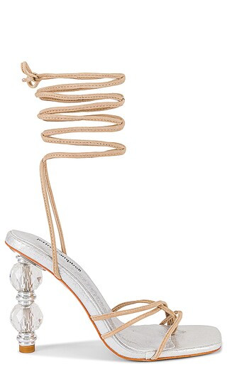 Bijouxx Heel in Nude Suede Silver | Revolve Clothing (Global)