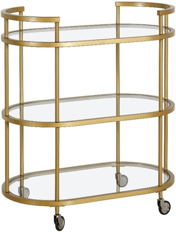 Henn&Hart 30" Wide Oval Bar Cart in Brass, Bar Carts for the Home | Amazon (US)