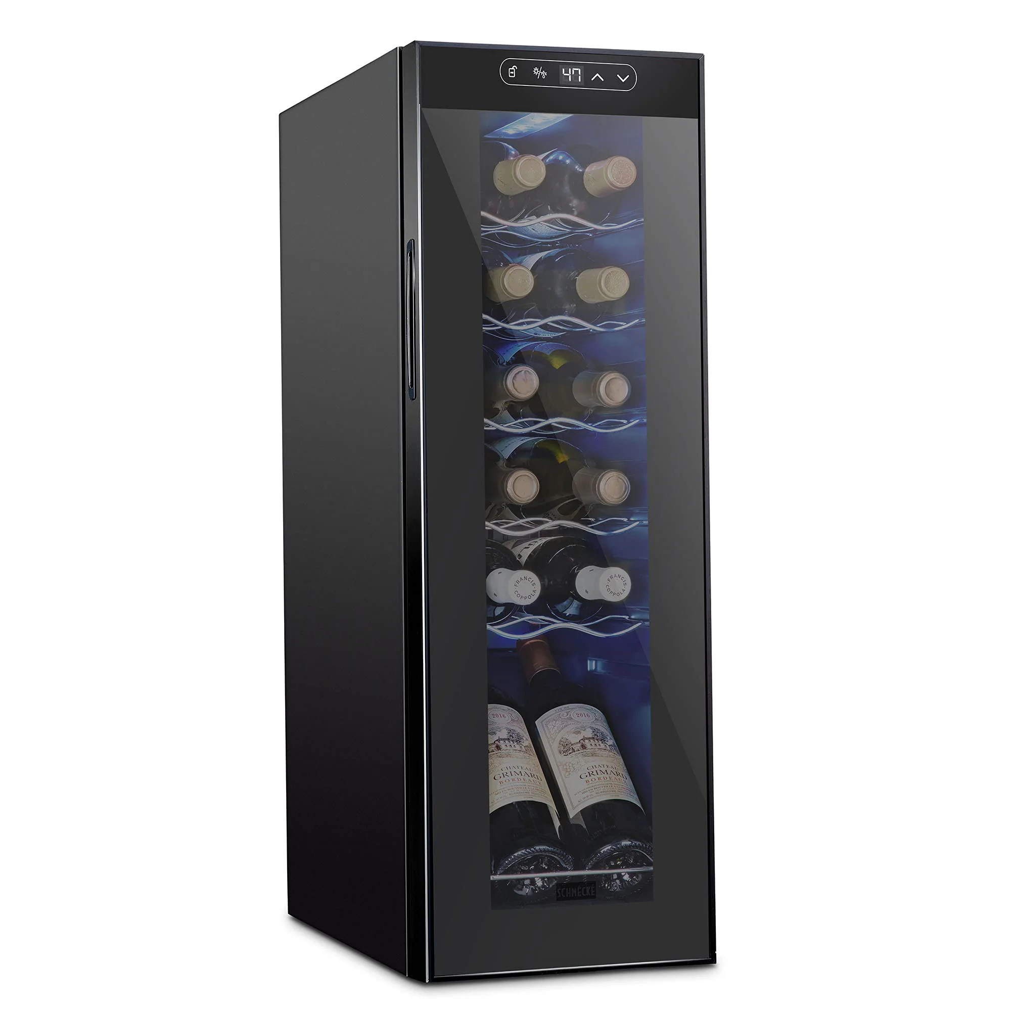 Schmecke 12 Bottle Compressor Wine Refrigerator - Freestanding Wine Cooler with Lock - Black | SHMFWCC121B | Lowe's