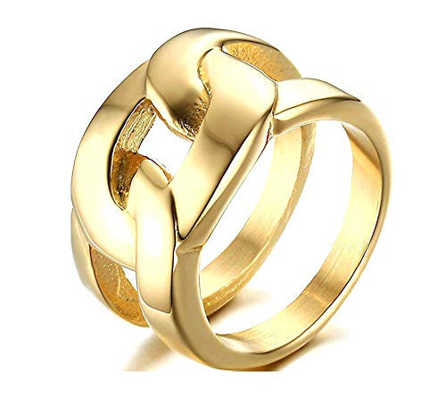 VNOX Gold Rings for Women 丨 14k Gold Plated Stainless Steel Chunky Statement Rings Twisted Link Knot Ring Stackable Rings Chunky Signet Ring for Womens Jewelry Trendy,Size 9 | Amazon (US)