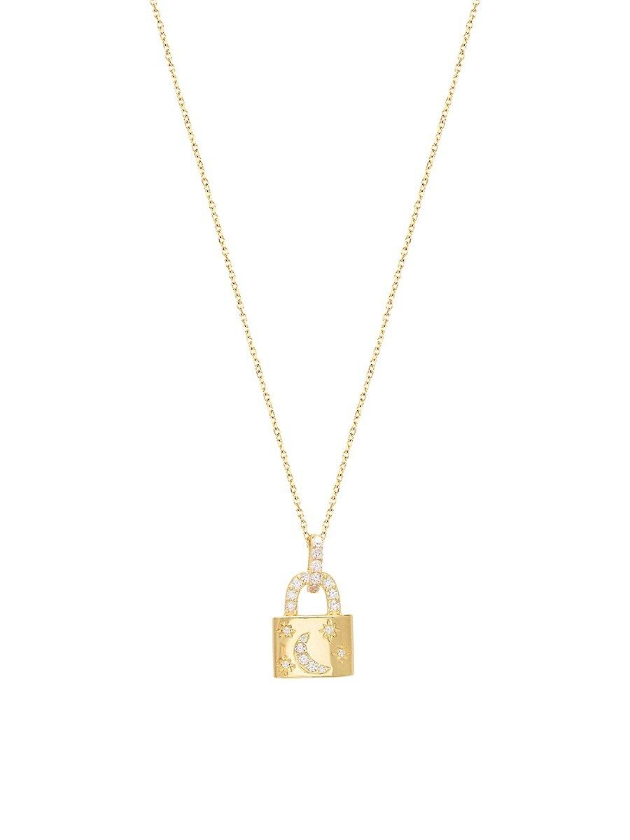 Gabi Rielle Women's Cubic Zirconia Crescent Lock Pendant Necklace | Saks Fifth Avenue OFF 5TH