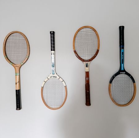 Vintage tennis racket boys room decor 