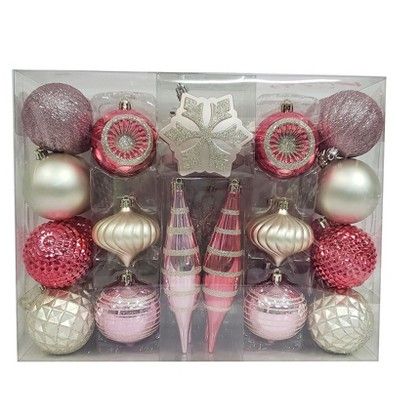 40ct Ornament Set Light Pink and Silver - Wondershop™ | Target