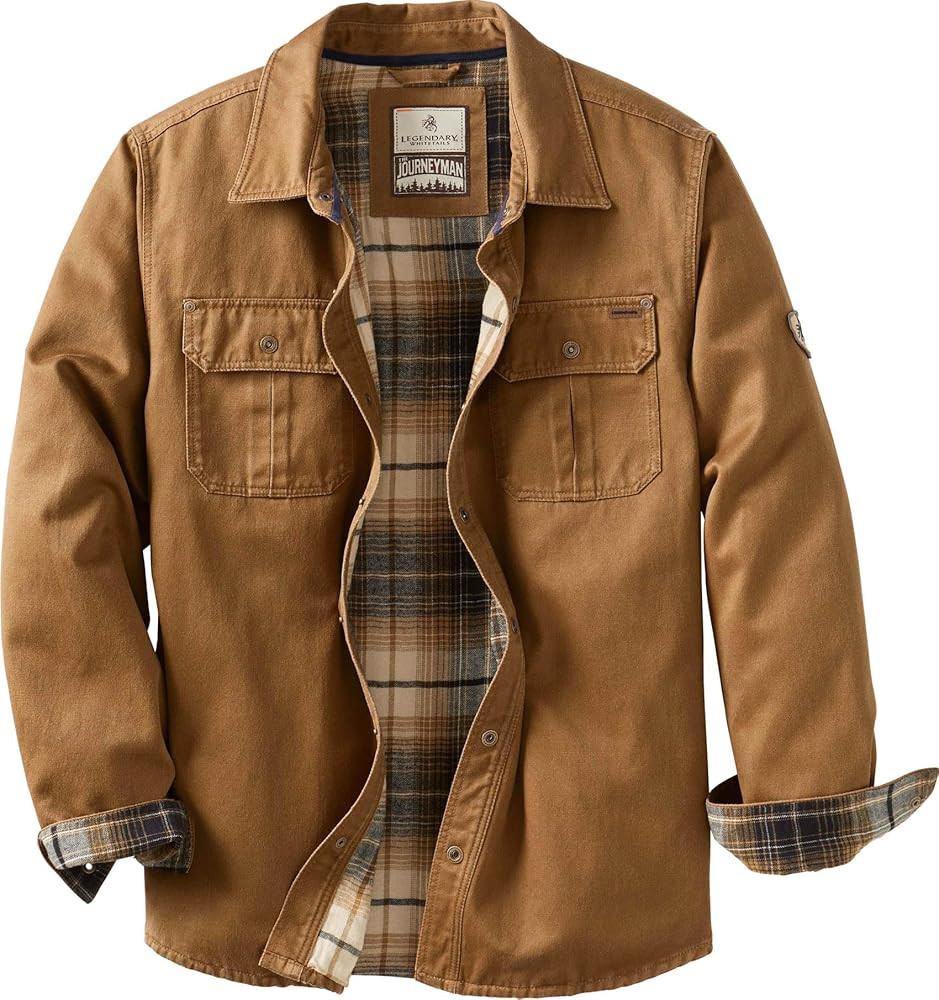 Legendary Whitetails Men's Flannel Lined Shirt Jacket Waxed Cotton Water Resistant | Amazon (US)