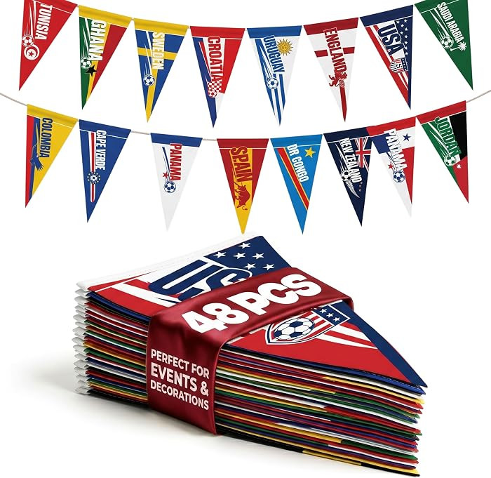 48 Country Flag Triangle Pennants 15m Banner for Events & Classrooms     48 triangle pennants, Di... | Amazon (US)