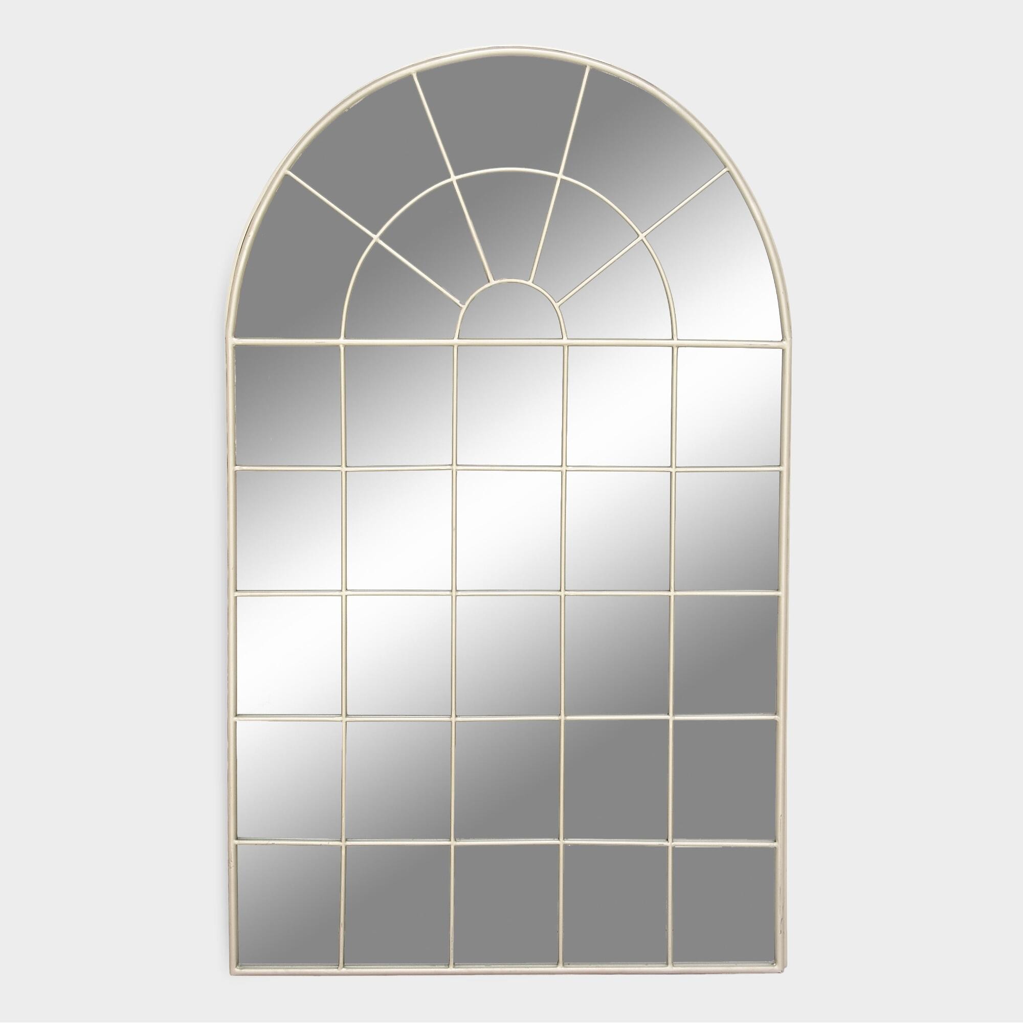 Large Silver Arched Windowpane Wall Mirror - Metal - Oversized by World Market | World Market