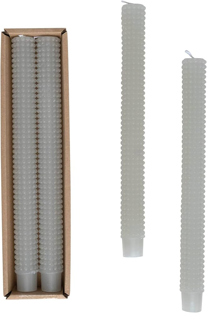 Creative Co-Op Unscented Hobnail Taper Box, Set of 2, Dove Grey Candles, 1" L x 1" W x 10" H, 2 C... | Amazon (US)